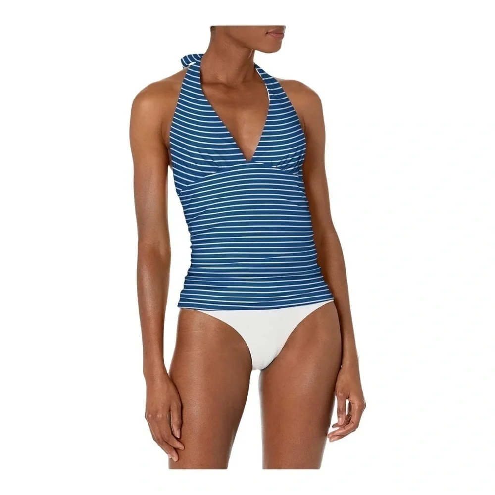 Tommy Hilfiger Ruched Tankini Swimsuit Top - Sail Away Stripe NWT